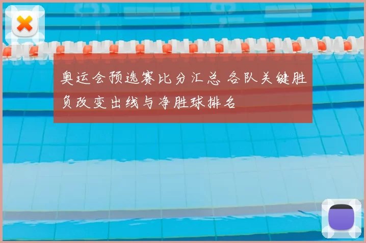 奥运会预选赛比分汇总 各队关键胜负改变出线与净胜球排名